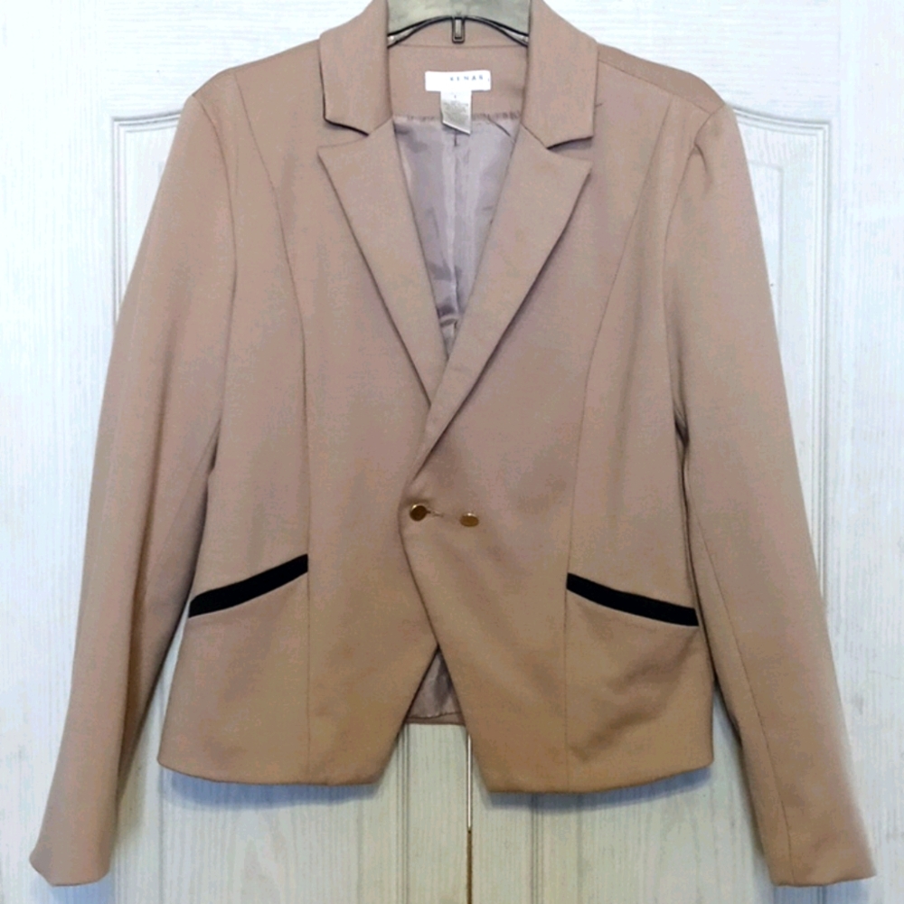 Kenar Cropped Camel Knit Blazer L